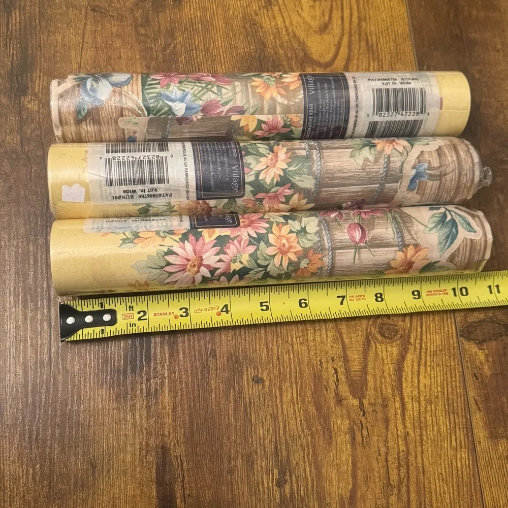 Village Farmhouse Floral‎ Basket Country Kitchen Wallpaper Border Lot Of 3